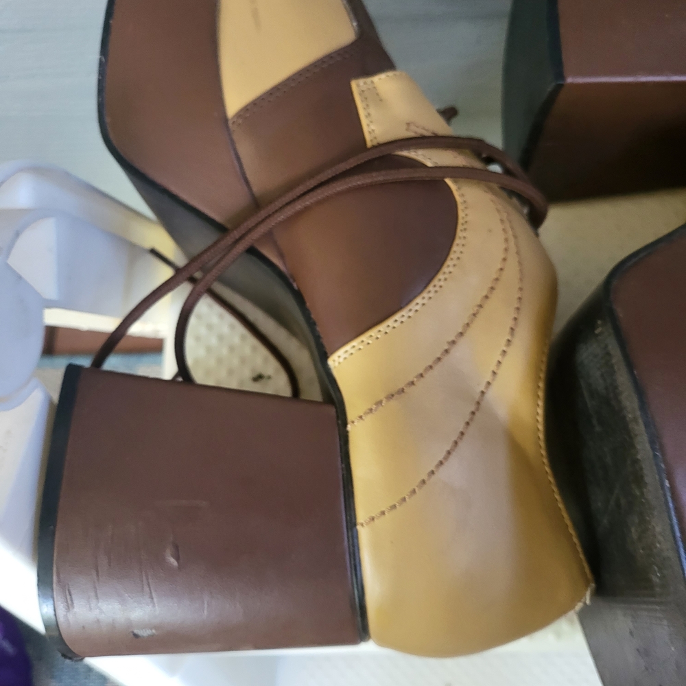 Funtasma Brown and Tan Oxford Derbys with Chunky Heel - Picture 8 of 13